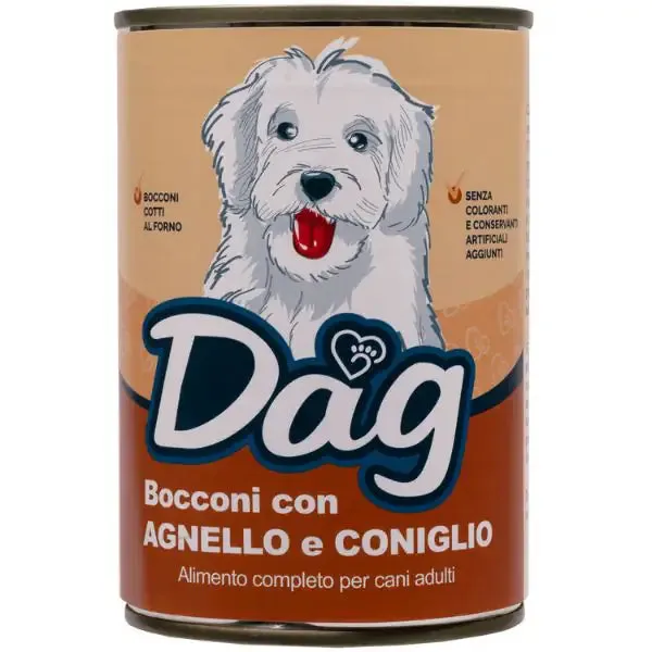 Dag Dog Adult All Breeds Bocconi 415 gr Agnello e Coniglio - Cibo umido per cani
