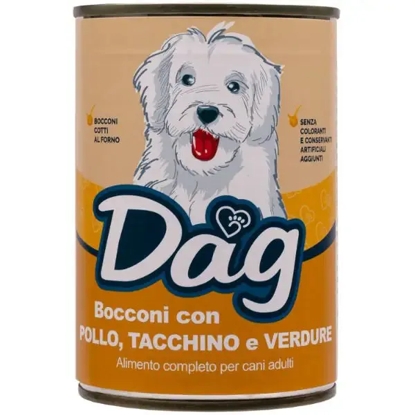 Dag Dog Adult All Breeds Bocconi 415 gr Pollo e tacchino - Cibo umido per cani