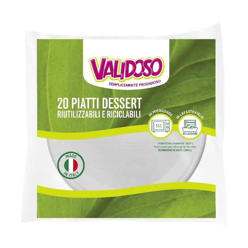 Piatti Dessert Riutilizzabili Validoso - Confezione da 20 Pezzi
