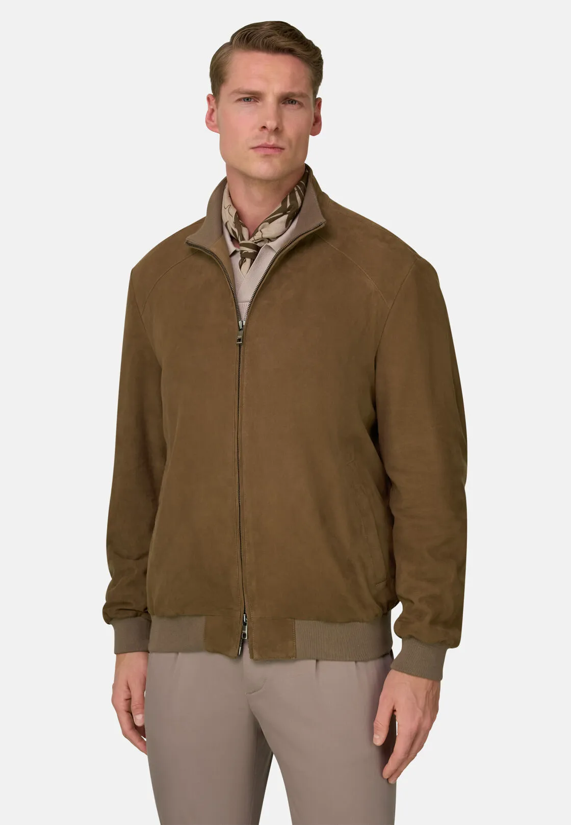 Boggi, Bomber In Vera Pelle Scamosciato, Uomo, Taupe, Taglia: L