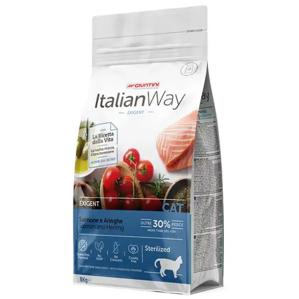 ItalianWay Adult Sterilized Exigent Salmone e Aringhe 8 kg - Croccantini per gatti