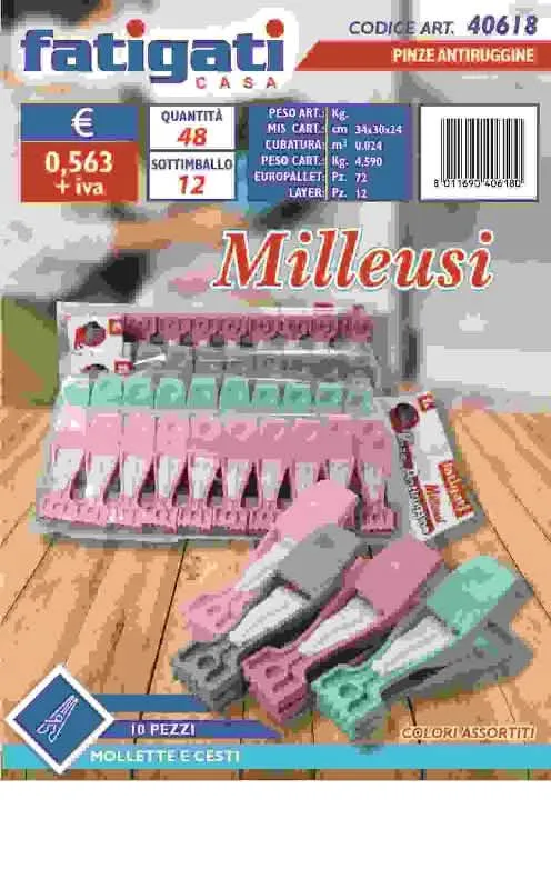 Pinze Antiruggine in Plastica - Set da 10 Pezzi