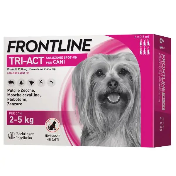 Frontline Tri-Act antiparassitario per cani 6 pipette per taglia mini - Antiparassitario per cani