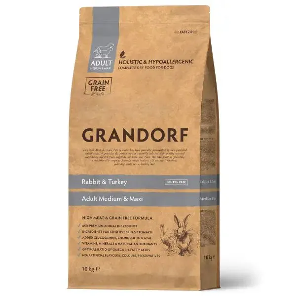 Grandorf Dog Adult Medium/Maxi Grain Free Coniglio e Tacchino 10 kg - Croccantini per cani