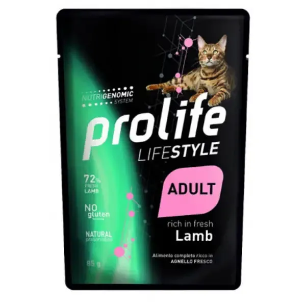 Prolife Lifestyle Gatto Adult Umido 85 gr Agnello - confezione da 12 pezzi - Cibo umido per gatti