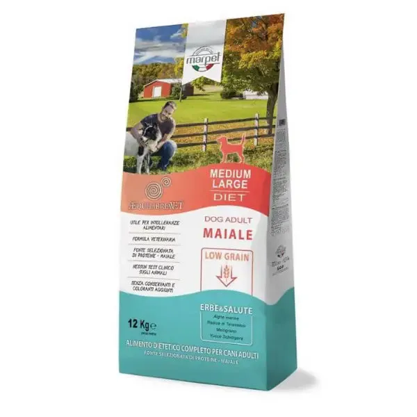 Marpet Aequilibria Vet Low Grain Dog Medium/Large Maiale 12 kg - Croccantini per cani