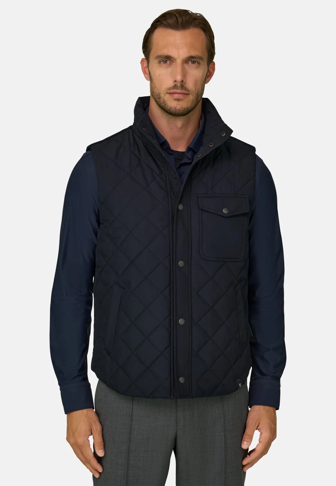 Boggi, Gilet Imbottito In Tessuto Tecnico, Uomo, Navy, Taglia: L