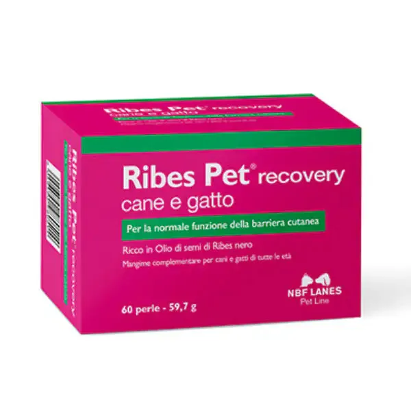 NBF Lanes Ribes Pet Recovery Supporto barriera cutanea Compresse per cani e gatti 60 Perle - Integratori per cani