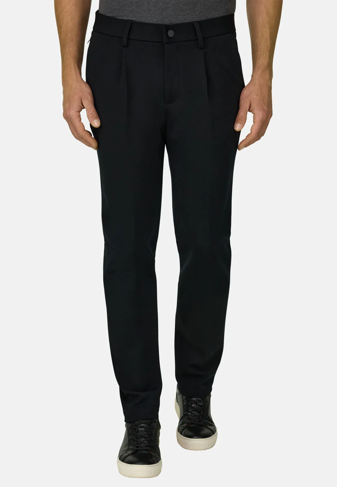 Boggi, Pantaloni In Lana Tecnica B Tech, Uomo, Nero, Taglia: 54