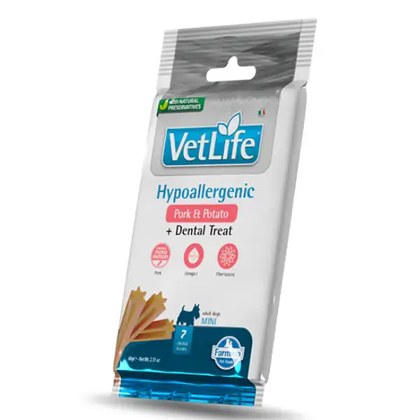 Farmina Vet Life Hypoallergenic snack dentali per cani Adult Mini 60 gr Maiale e patate