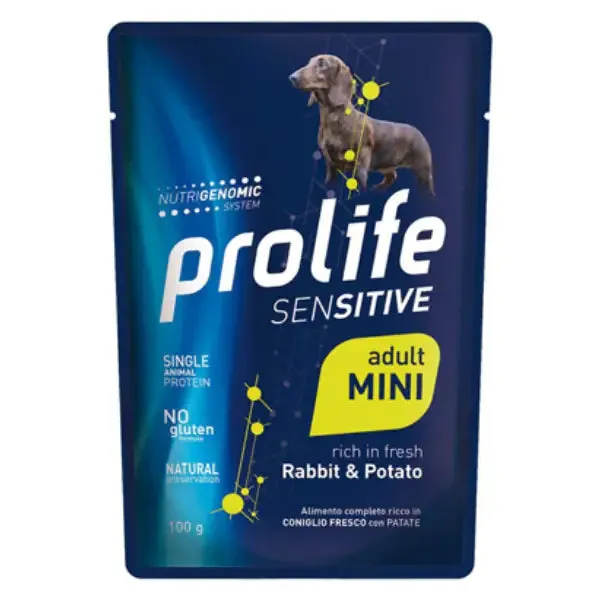Prolife Sensitive Dog Mini 100 gr Coniglio e patate - confezione da 10 pezzi - Cibo umido per cani