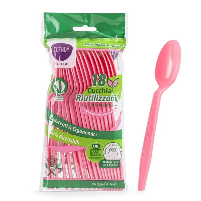 Cucchiaio Riutilizzabile Clendy 18 Pezzi Rosa per la Casa