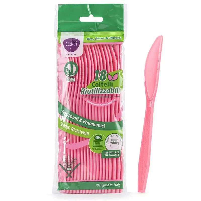 Set di Coltelli Riutilizzabili Clendy da 18 Pezzi in Rosa