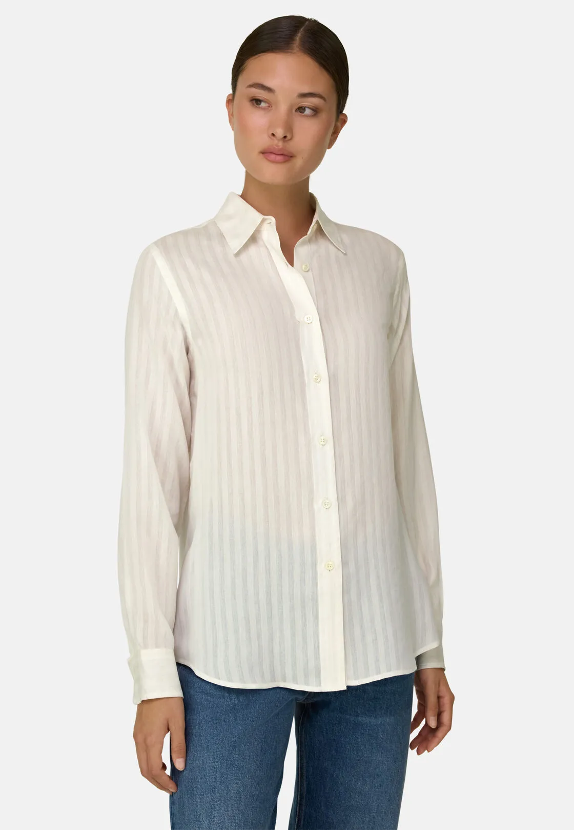 Boggi, Camicia Rigata Collo Aperto, Donna, Sabbia, Taglia: XS