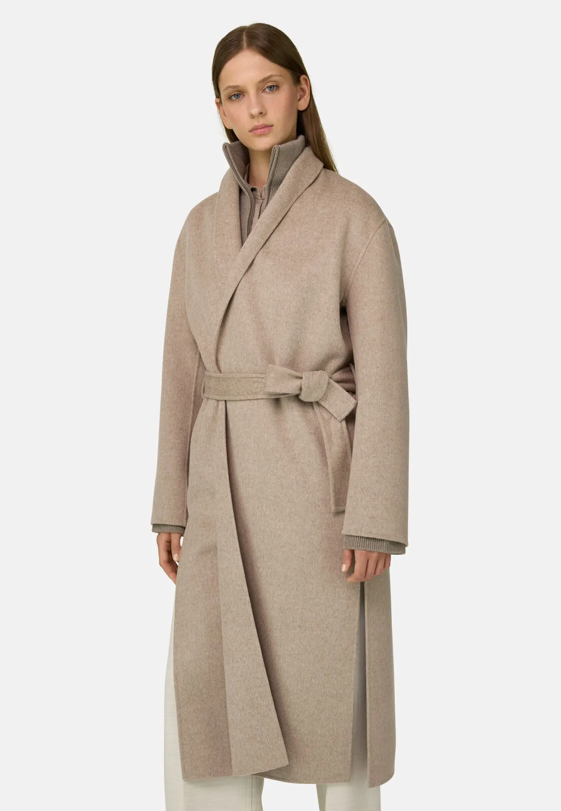 Boggi, Cappotto In Lana Cashmere Monopetto, Donna, Sabbia, Taglia: M