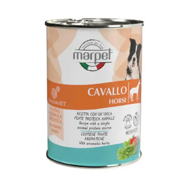 Marpet Aequilibria Vet dietetico umido cane 400 gr Cavallo - confezione da 6 pezzi - Dieta veterinaria per cani