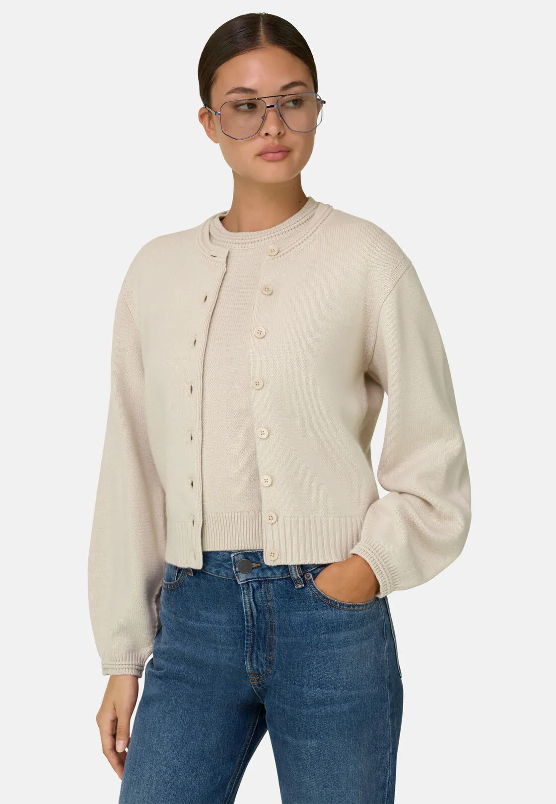 Boggi, Cardigan In Lana Cashmere, Donna, Sabbia, Taglia: XS