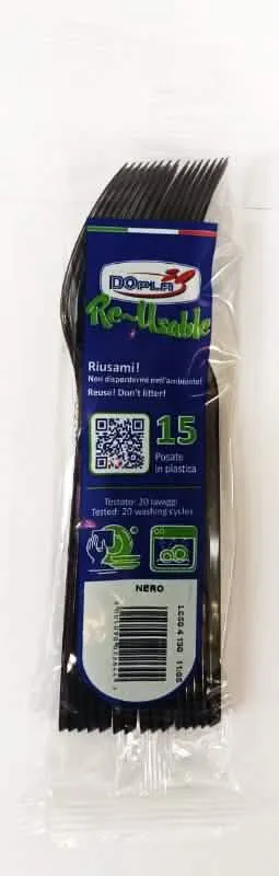 Forchette Compatibili DOPLA RIUT Nero - Set da 15 Pezzi