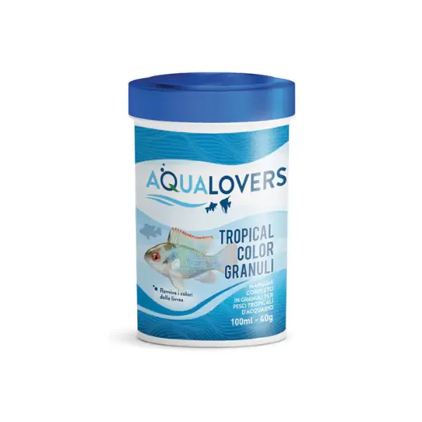 Tropical Color Granuli Aqualovers Mangime completo per pesci tropicali d'acquario 40 gr (100 ml)