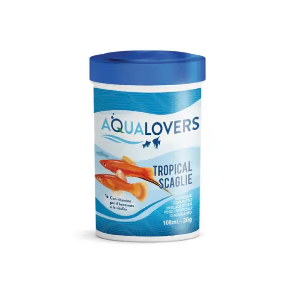 Mangime completo per pesci tropicali d'acqua dolce Tropical Scaglie Aqualovers 20 gr (100 ml)