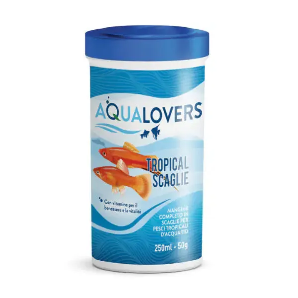 Mangime completo per pesci tropicali d'acqua dolce Tropical Scaglie Aqualovers 50 gr (250 ml)