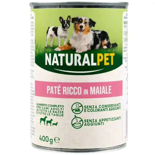 NaturalPet Dog Adult Patè All Breeds 400 gr Maiale