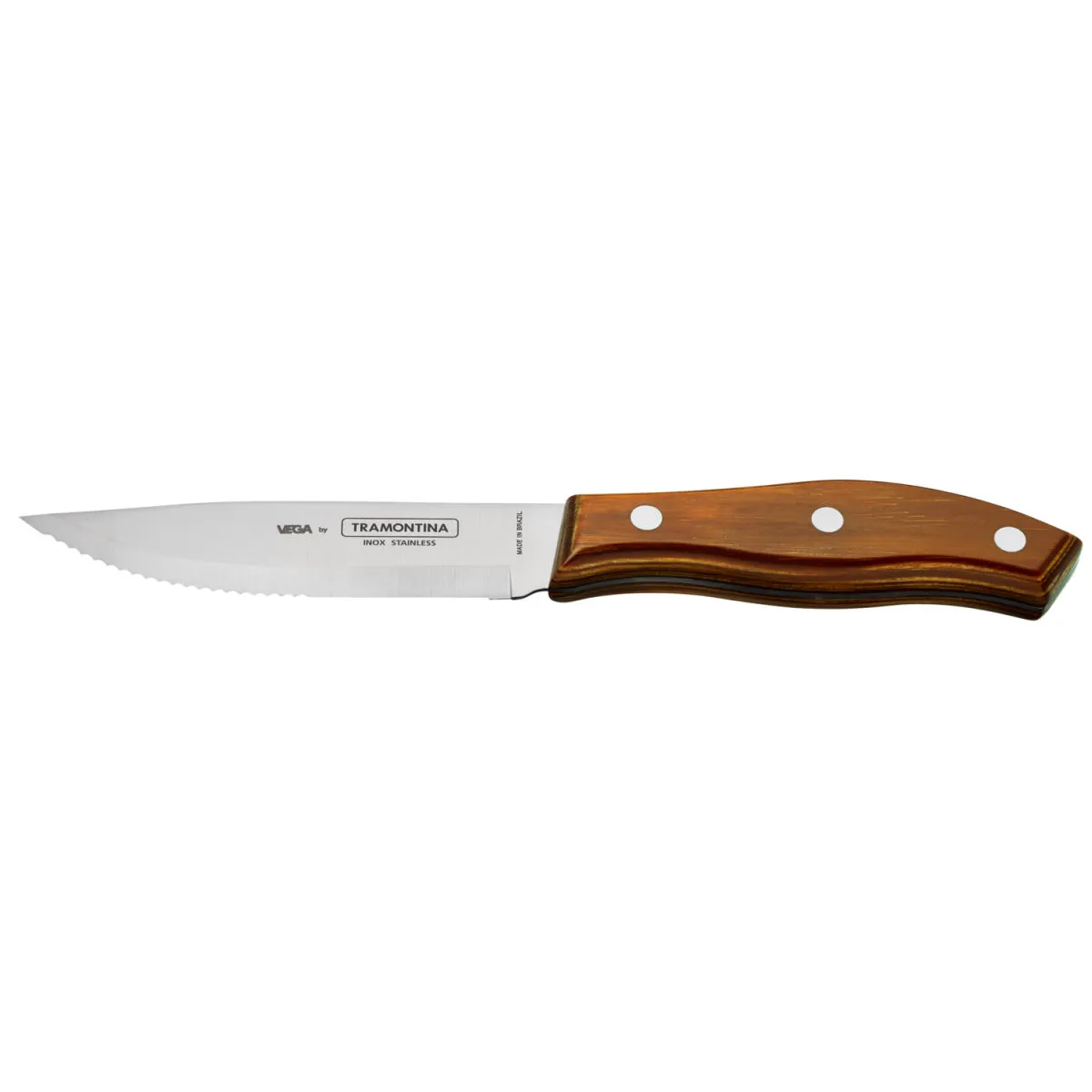 6x VEGA Coltello per bistecca e pizza Picanha per bistecca Fiorentina; 24 cm (L); argento, manico marrone chiaro; 6 pz. / Pacco