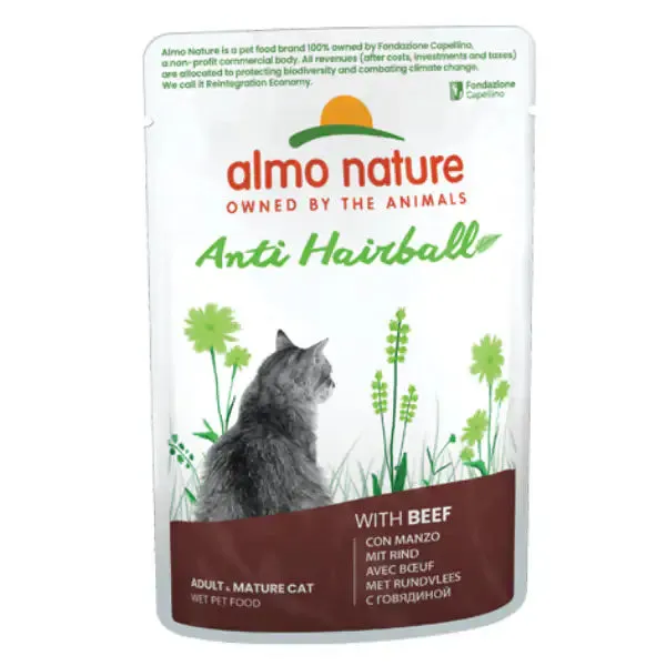 Almo Nature Anti Hairball Cat 70 gr Manzo - confezione da 30 pezzi - Cibo umido per gatti