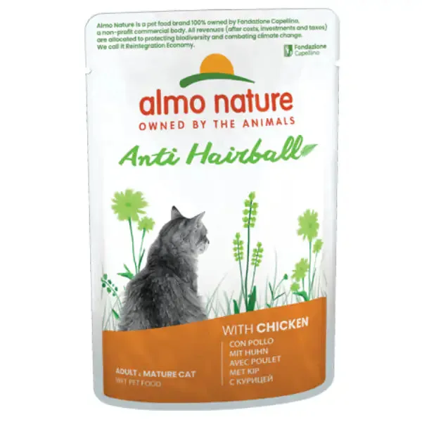 Almo Nature Anti Hairball Cat 70 gr Pollo - confezione da 30 pezzi - Cibo umido per gatti