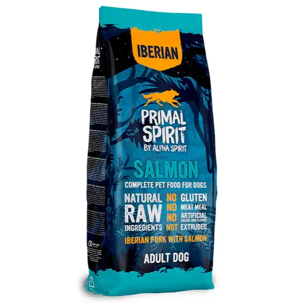Primal Spirit by Alpha Spirit Adult Dog pressato a freddo Maiale iberico con salmone 12 kg - Croccantini per cani