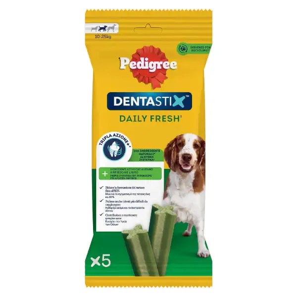 Pedigree Dentastix Fresh Medium snack per l'igiene orale 5 Stick