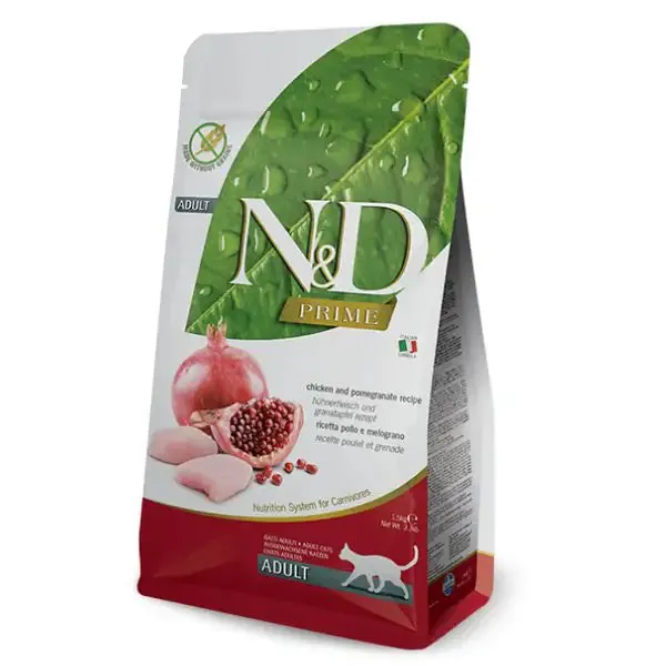 Farmina N&D Prime Feline Grain Free Adult Pollo e Melograno 5 kg - Croccantini per gatti