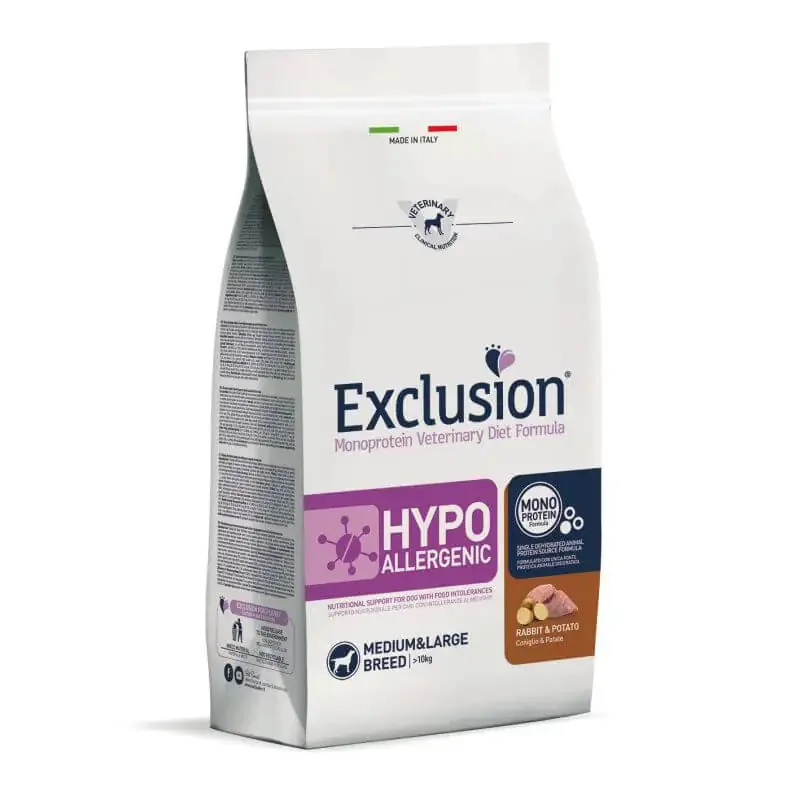 Exclusion Diet Hypoallergenic Medium/Large Breed Coniglio e Patate 12 kg - Crocchette monoproteiche cane