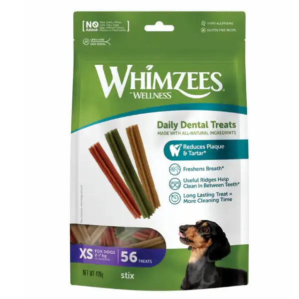 Whimzees Snack dentale Naturale Stix Extra Small 48+8 Stick - confezione da 2 pezzi