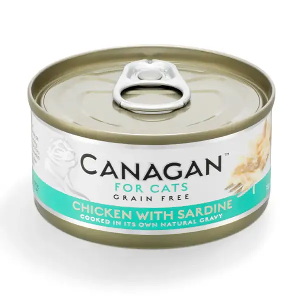 Canagan for Cats All Life Grain Free Filetti in acqua di cottura 75 gr Pollo con sardine - confezione da 12 pezzi - Cibo umido per gatti