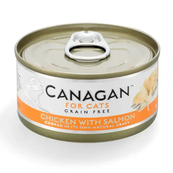 Canagan for Cats All Life Grain Free Filetti in acqua di cottura 75 gr Pollo con salmone - confezione da 12 pezzi - Cibo umido per gatti