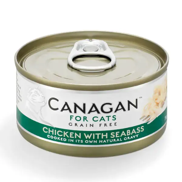 Canagan for Cats All Life Grain Free Filetti in acqua di cottura 75 gr Pollo con spigola - confezione da 12 pezzi - Cibo umido per gatti