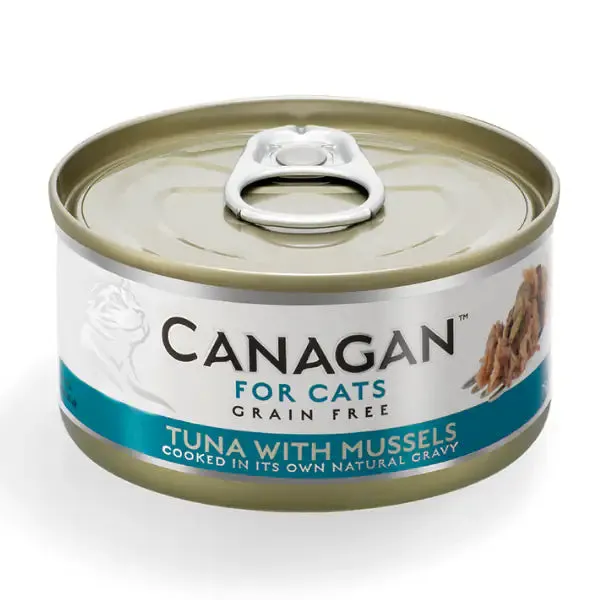 Canagan for Cats All Life Grain Free Filetti in acqua di cottura 75 gr Tonno con cozze - confezione da 12 pezzi - Cibo umido per gatti