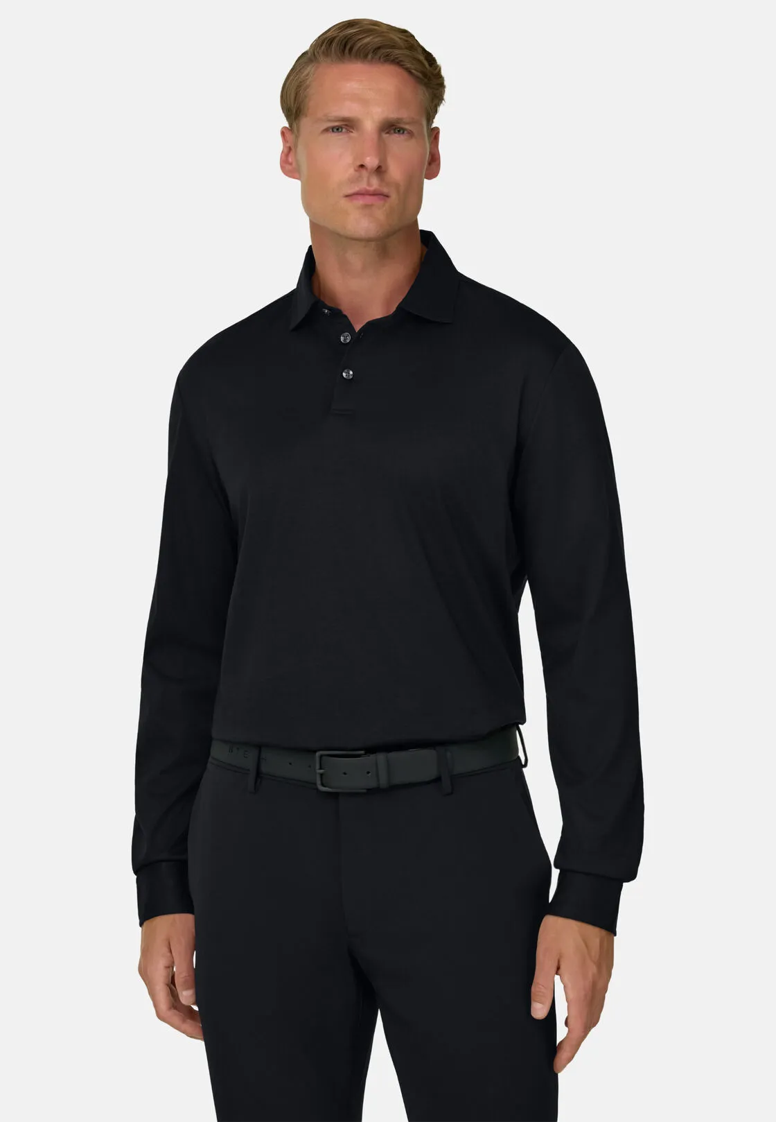 Boggi, Polo In Jersey Di Cotone Pima Regular Fit Manica Lunga, Uomo, Nero, Taglia: XXL