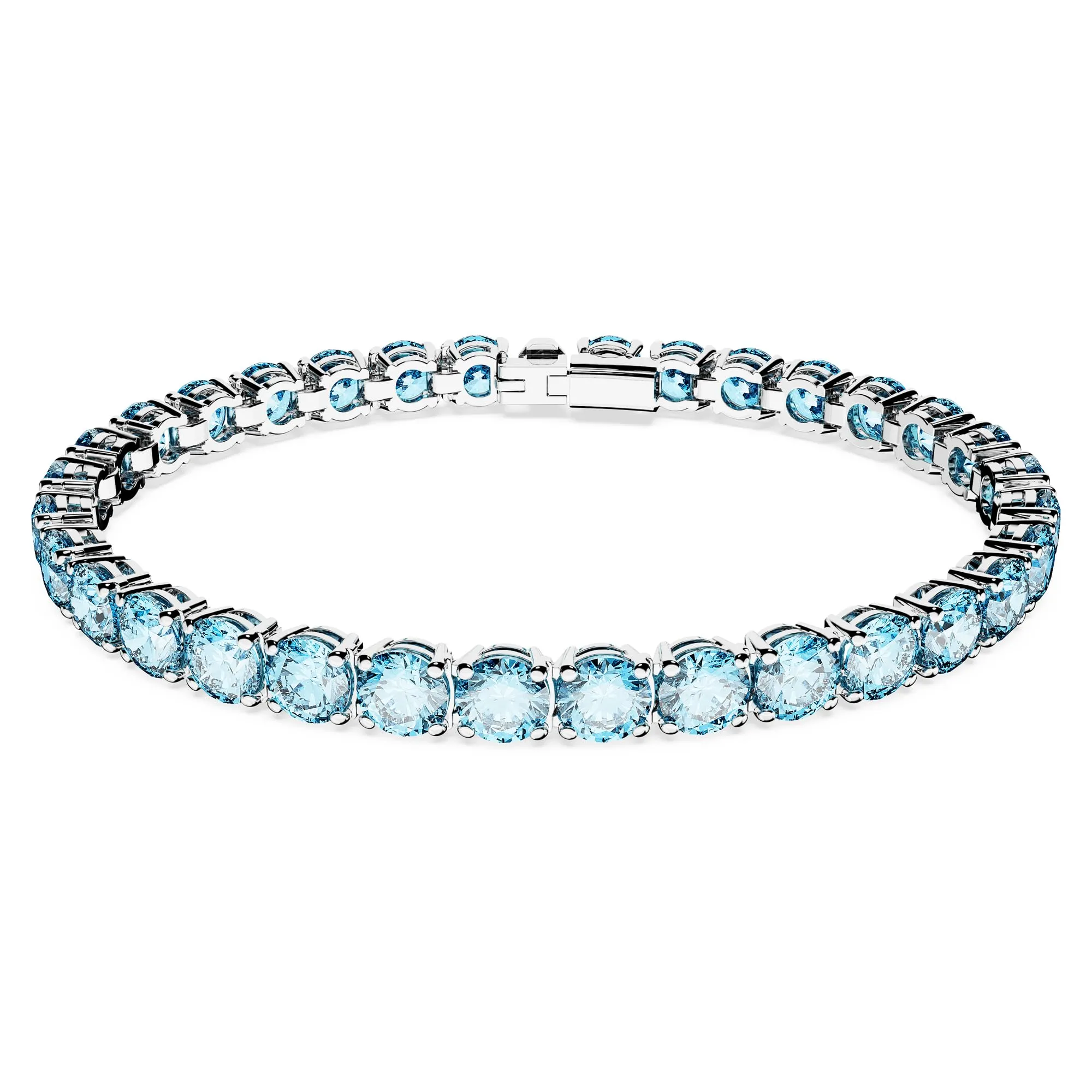 Swarovski Braccialetto Matrix Tennis, Taglio Round, Blu, Placcato rodio