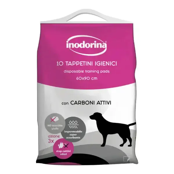 Inodorina Tappetini assorbenti igienici per cani al carbone attivo 40 pezzi 60x90 cm