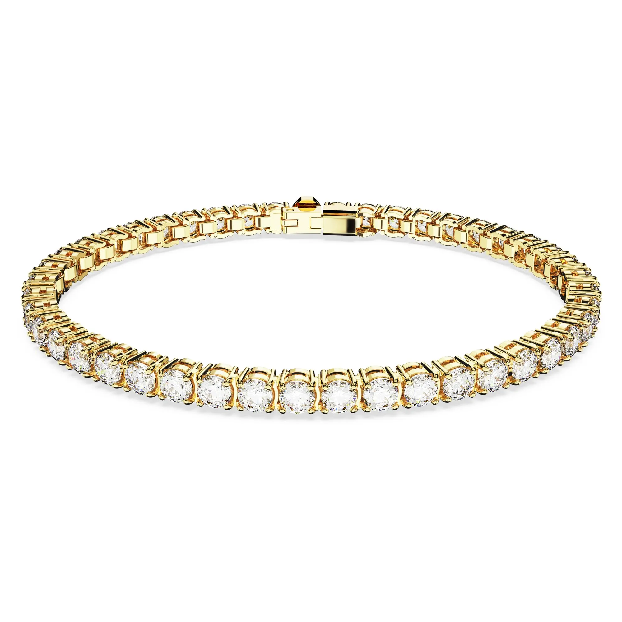 Swarovski Braccialetto Matrix Tennis, Taglio Round, Bianco, Placcato color oro