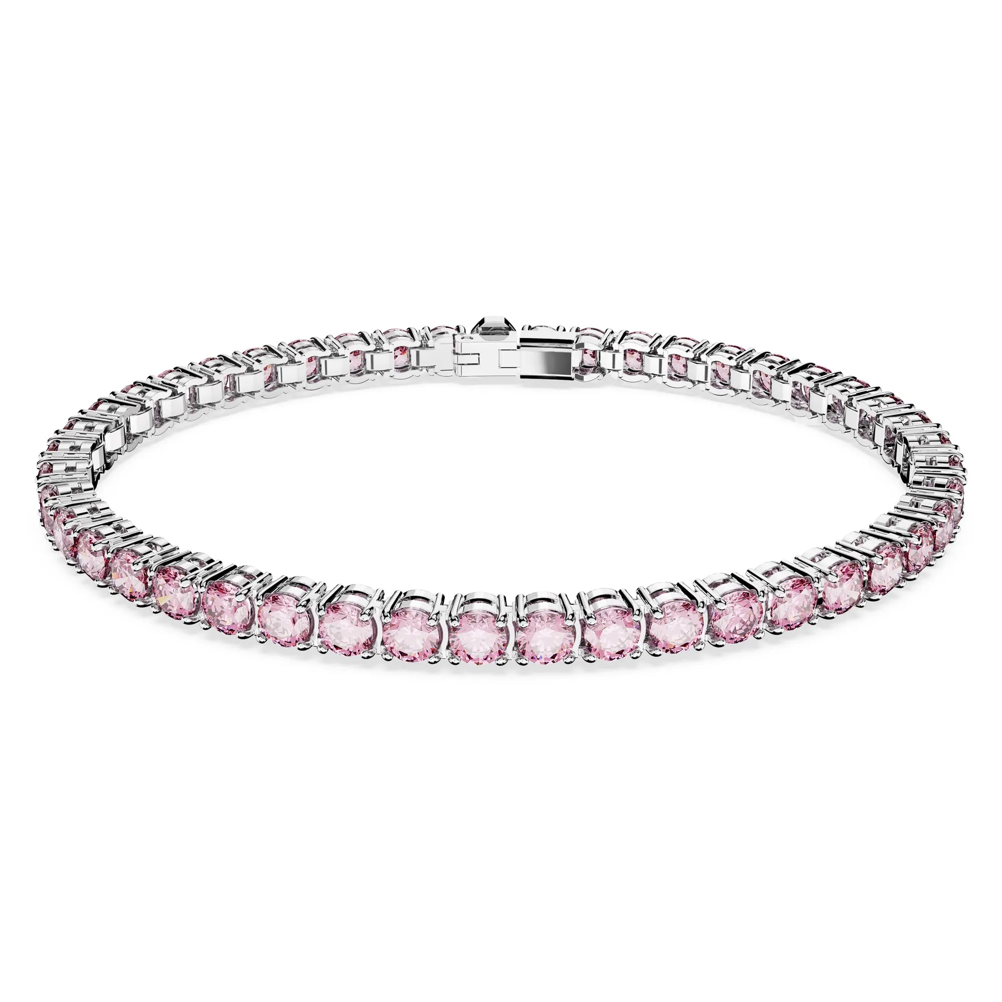 Swarovski Braccialetto Matrix Tennis, Taglio Round, Rosa, Placcato rodio