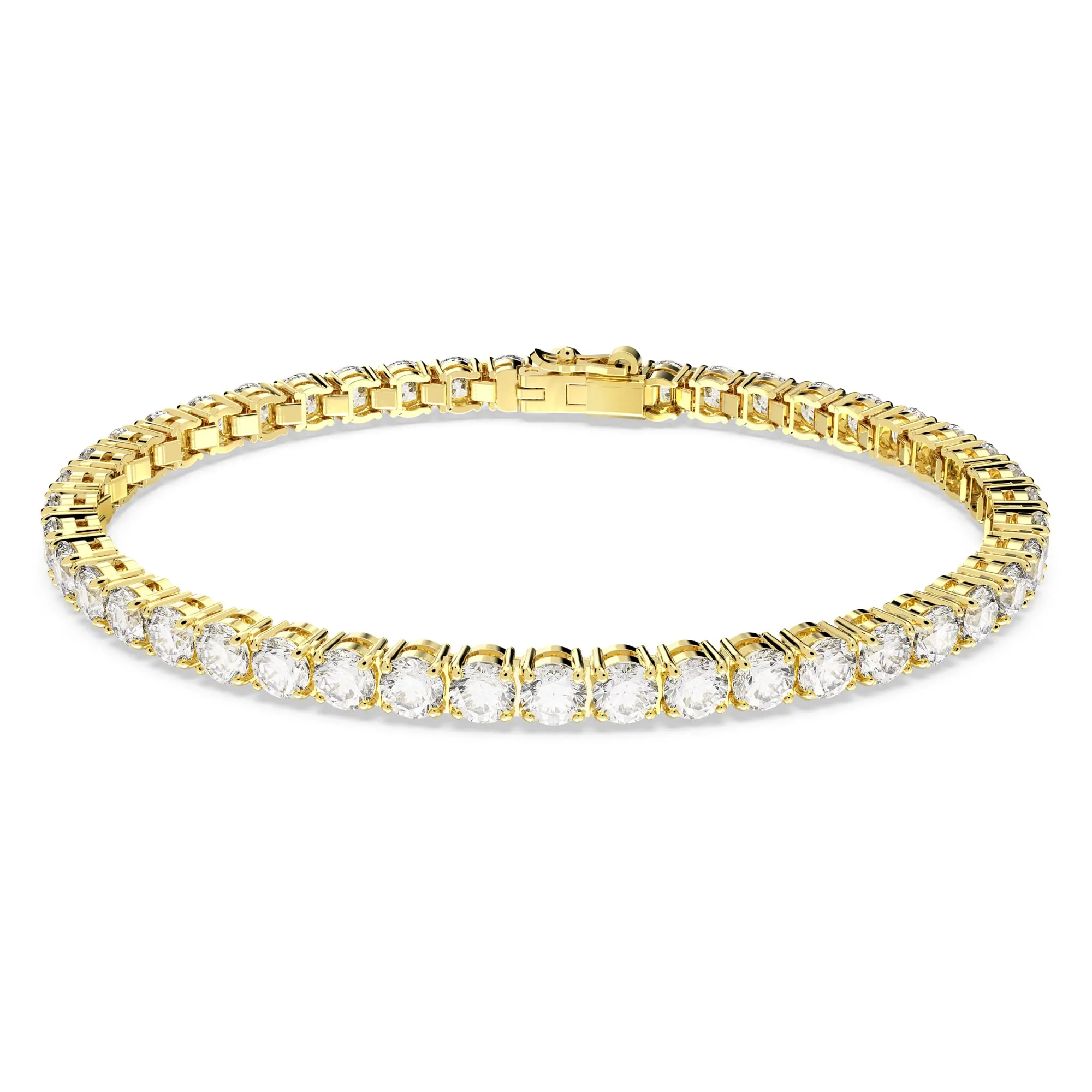 Swarovski Braccialetto Matrix Tennis, Taglio Round, Bianco, Placcato color oro