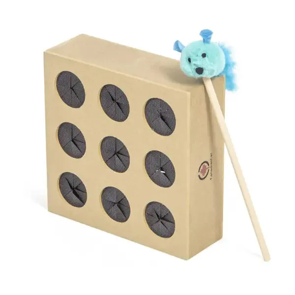 Gioco di abilità per gatti cattura il topo in robusto legno CanadianCat Misura 25,5x 25,5x9,5 cm - Giochi per gatti