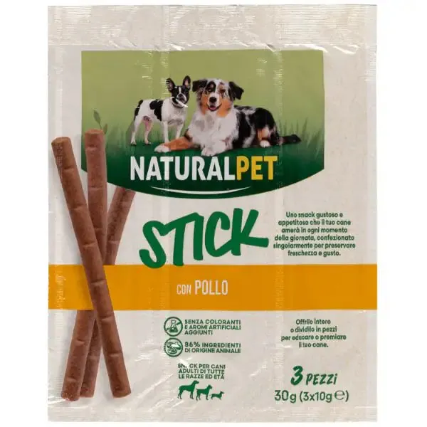 NaturalPet Stick per cani All Breeds 3x10 gr Pollo
