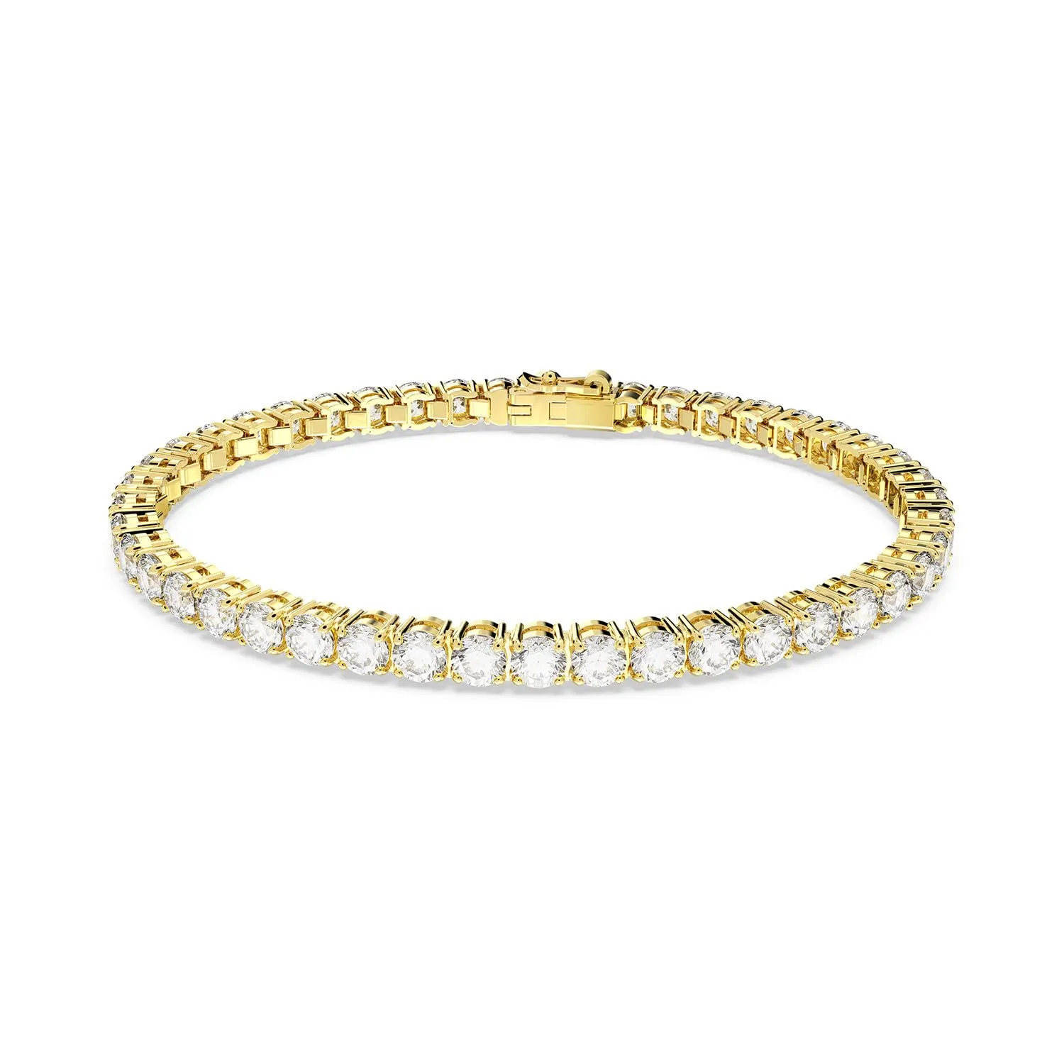 Swarovski Braccialetto Matrix Tennis, Taglio Round, Bianco, Placcato color oro
