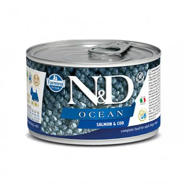 Farmina N&D Ocean Dog Mini 140 gr Salmone e merluzzo - confezione da 6 pezzi - Cibo umido per cani