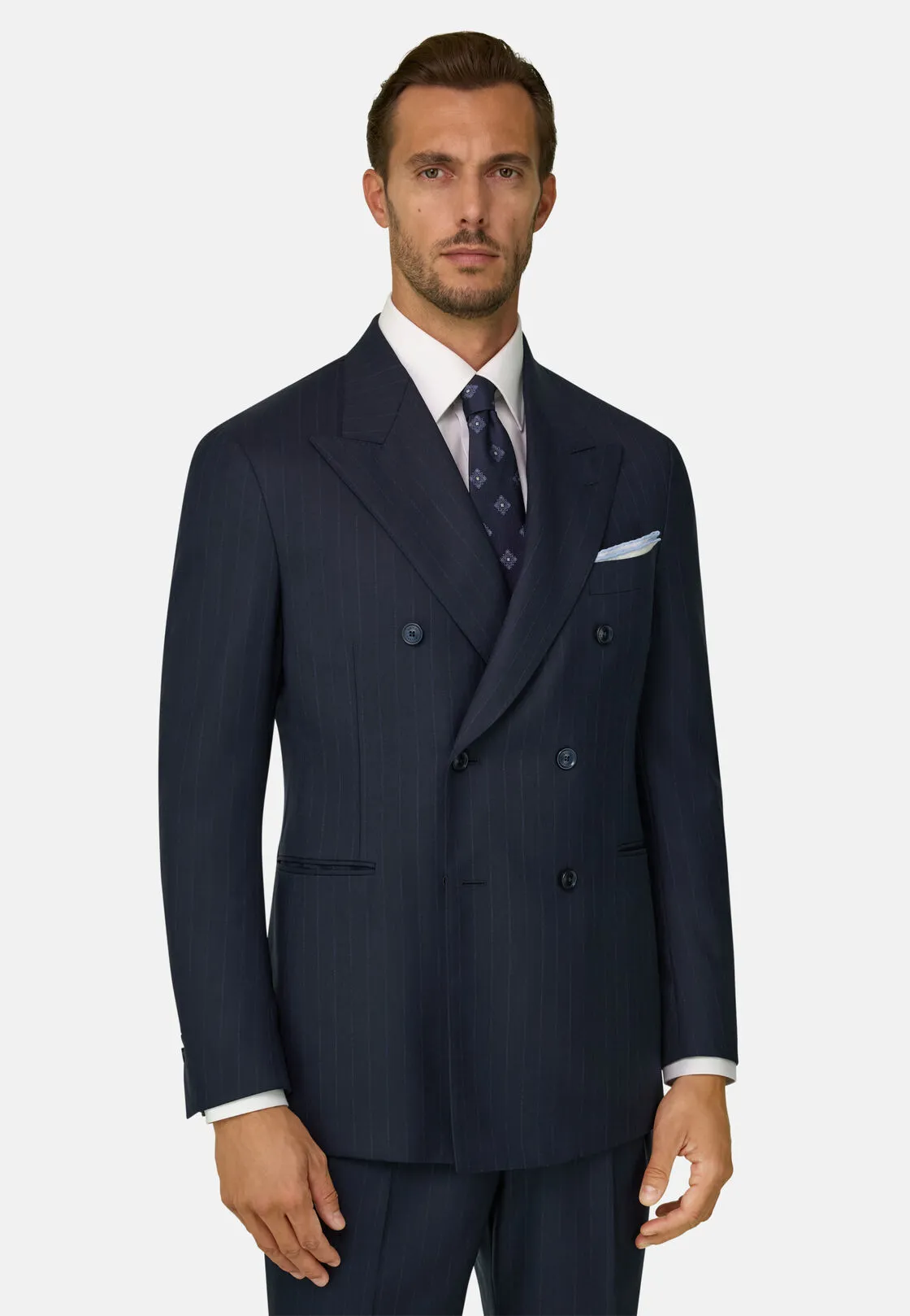 Boggi, Abito Doppio Petto Resca In Lana S130, Uomo, Navy, Taglia: 48
