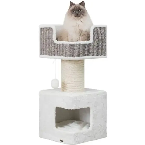Tiragraffi XXL Ava super accessoriato in sisal e peluche Trixie Misura 39x39x86 cm - Tiragraffi gatto